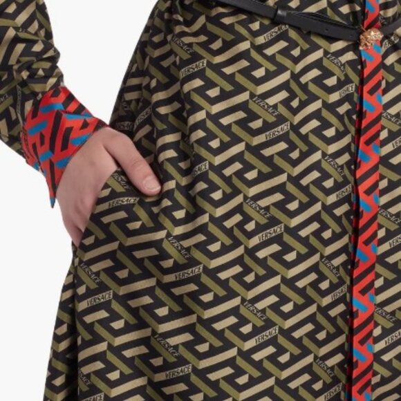 ⭐️⭐️⭐️SOLD ⭐️⭐️⭐️VERSACE La Greca Monogram Print Long sleeve silk shirt dress - Picture 5 of 17